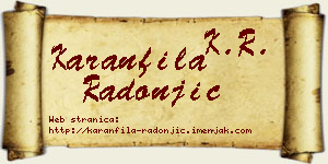Karanfila Radonjić vizit kartica
